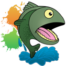 White River Paintball Logo (Mascot - Fish and Splashes)