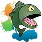 White River Paintball Logo (Mascot - Fish and Splashes)
